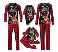 Générique Pyjama Noel Famille 2 Pièces Manche Longue Imprimé Xmas Pyjamas Maison Costume Ensemble Christmas Pyjamas Noel Famille Assorti Ensemble Grande Taille Chaud et Doux Automne Hiver Costume Set