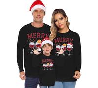 Générique Pyjama Noel Famille Femme Homme Enfants Noël Famille Longue Manches Tops Christmas Sweater Pulls De Noël Familles Col Rond Christmas Sweat-Shirt Hiver Chaud-Mom