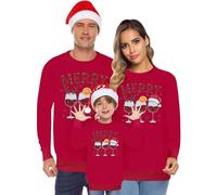Générique Pyjama Noel Famille Femme Homme Enfants Noël Famille Longue Manches Tops Christmas Sweater Pulls De Noël Familles Col Rond Christmas Sweat-Shirt Hiver Chaud-Mom