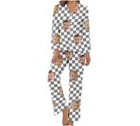 Générique Pyjama Personnalisé Pijama Set Personnalisable Femme Ensembles de Pyjama Photo Personnalisé Pijamas avec Photo de Visage Personnalisée Vêtement de Nuit pour Saint-Valentin 01 Gris XL