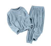 Générique Pyjama Polaire Femme Hiver Chaud Ensemble Pyjama Femme Longues Tenue d'intérieur Vêtements de Nuit à Manches Longues Vêtement D'Intérieur Warm Suit Pajamas for Women Winter Coral Velvet