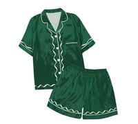 Générique Pyjama pour Femmes Court des Veste Cuir Femme Noir en Satin Rains Impermeable Short Coton Été Ete Pijamas Anti Pluie Vetement Ensemble De Pyjashort Vêtement