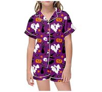 Générique Pyjama pour GarçOn Fille 2 Pièces Ensemble Halloween Lot Ensembles de et Ado Pyjamas Filles Enfants Bien serré Coupe troite en Coton Doux Costume Nuit Cadeaux