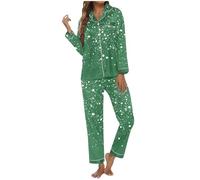 Générique Pyjama Satin Femme Ensemble Short Coton Hiver Combinaison Noel Noël en De Soie Legging XXL Manches Longues Grande Taille