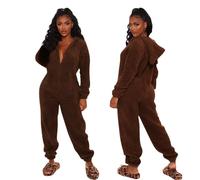Générique Pyjama Sexy Combinaison Pyjama Femme Polaire Onesies À Capuche Moelleux Combinaison Une PièCe En Flanelle Chaude En Loungewear VêTements D'IntéRieur Une PièCe