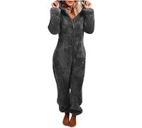 Générique Pyjama une pièce en polaire pour femme Combinaison chaude Sherpa Vêtement de nuit Fermeture éclair Combinaisons Femmes de détente Combinaison longue Pyjama doux Automne hiver