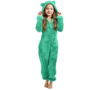 Générique Pyjama Une pièce pour Enfants de 3 à 12 Ans, Combinaison de Nuit Douce pour Enfants, Sac Couchage Chaud l'hiver, Capuche doublée Polaire avec Oreilles Chat, vêtement Douillet en Peluche