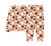 Générique Pyjamas Garçon Fille Enfant Halloween Pyjama Assorti pour la Famille Ensemble De en Coton vêtements Nuit Ensembles imprimés Imprimé fantôme Enfants 1-12 Ans