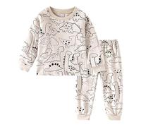 Générique Pyjamas pour Enfants Garçon Ensemble Pyjama Unisexe Ensembles de Mignonne Loungewear décontracté Tenue Col Rond Confortable Restez au Chaud en Hiver Vêtements Nuit 3-9 Ans