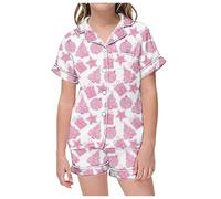 Générique Pyjamas pour Enfants Vêtements d'été pour Enfants,garçons et Filles,imprimés,t-Shirts à Manches Courtes,Pantalons Courts,Pyjamas,Costumes,vêtements(10-11 Ans)