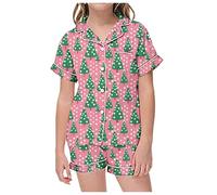 Générique Pyjamas pour Enfants Vêtements d'été pour Enfants,garçons et Filles,imprimés,t-Shirts à Manches Courtes,Pantalons Courts,Pyjamas,Costumes,vêtements(Green,10-11 Ans)