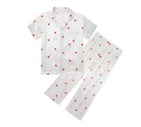 Générique Pyjamas pour Filles Ensemble de Pyjama en Satin Unisexe Confortable et Doux Tops Col Rond+Shorts Imprimé Fashion Mignon Dessin Animé Vêtements Casual Cadeau Fille Ado