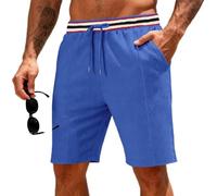 Générique Pyjashort Homme Souple et léger, Ample pour Repos Nocturne et détente chez soi(Bleus)