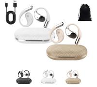 Générique Q39 AI Translation Clip-on Bluetooth Earphones, Q39 AI Earbuds Translate, Real Time Open Ear Headphones, Translator Earbuds Fit iOS Android Ideal for Travel Business Learning (White+Gold)
