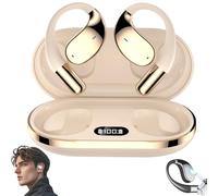 Générique Q39 AI Translation Clip-on Bluetooth Earphones, Supporting Language Translation for Over 134 Countries, Ultra-Long Battery Llife, Intelligent Noise Reduction, for Travel, Study (Beige)