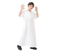 Générique Qamis Enfant Garcon de Ramadan Djellaba Enfant Garçon Priere Islamique Qamis Manches Courtes Robe de Priere Dubai Robe Musulmane Marocaine Djellaba Caftan Jilbab Abaya