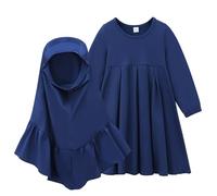 Générique Qamis Enfant Garcon Fille De Ramadan Caftan Marocain Robe À Manches Longues Muslim avec Pches Vêtement Musulman Moyen-Orient Boubou Djellaba Garçon Abaya Quamis (Bleu,7-8 Ans)
