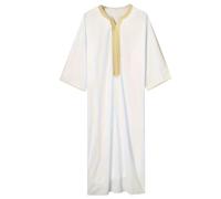 Générique Qamis Homme Musulman,Costume De Cosplay Gothique Aristocrate, Tenue De CéRéMonie avec GilCravate Et Pantalon pour GN (White, M)