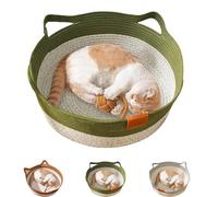 Générique Qewlo Cutypet Cat Basket, Cutypet Cat Basket with Toy Tail, with Built-in Scratching Pad and Play Ball for Cats and Dogs All-Season (Green,Large)