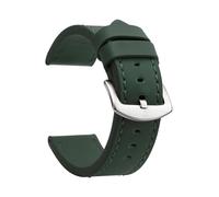 Générique QL Supply Co Bracelet de Montre Bracelet Sport Vintage Bracelet de Montre en Cuir Boucle en Acier Inoxydable Accessoires de Montre 18mm 20mm 22mm 24mm(Army Green Silver,18mm)