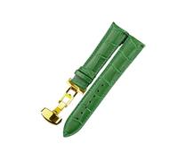 Générique QL Supply Co Bracelet en Cuir véritable avec Texture en Bambou, Accessoires de Montre, Bracelet en Peau d'animal(Green Gold Buckle,20mm)