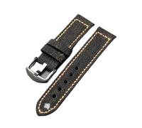 Générique QL Supply Co Montre de Table en Cuir et Toile Faite à la Main avec Bracelet en Cuir Marron Vintage(Black Buckle,24mm)