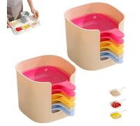 Générique Qualfinvesly Dipping Sauce Plate and Holder Set, Dipping Sauce Plate And Holder Set, 6 Pcs Dipping Sauce Plates, Mini Home Kitchen Seasoning Sauce Dishes Bowls (2*Multicolor)