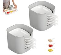 Générique Qualfinvesly Dipping Sauce Plate and Holder Set, Dipping Sauce Plate And Holder Set, 6 Pcs Dipping Sauce Plates, Mini Home Kitchen Seasoning Sauce Dishes Bowls (2*White)