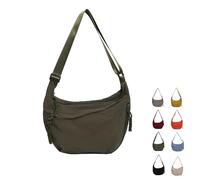 Générique Quantifyn Women’s Nylon Crossbody Hobo Bag - Adjustable Strap, 3 Braided Zipper Pockets with Divider for Daily Use (Green)