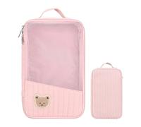 Générique Quick Access Diaper Bag, Quilted Cartoon Bear Toiletry Organizer | Cotton Fabric Carry Bag with Spacious Storage, Lightweight Handbag for Essentials, Suitable for Travel, Daycare, Hospita