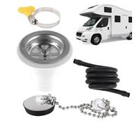 Générique Quick Connect RV Sink Drain, Drain Plug Hole Fitting, 200cm Tube with Angle Fitting, Sink Waste Filter, Marine Part with Sturdy Build, Repair for Boat and Marine