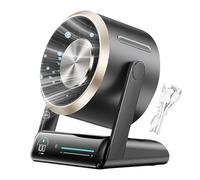Générique Quiet Fan, Table Air Circulator, 6.54x4.61x7.95 Inches Rechargeable Powerful 100 Speed Levels Ventilator, Digital Display Fans for Outdoor, Camping, Bedroom, Travel, Desk, Home