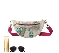 Générique Quilted Tote Bag - Vintage Design, Adjustable Strap Bohemian Style | Handmade Fabric Shoulder Bag For Women Girls, Outdoor Hiking, Cycling, Fishing, Camping, Picnic, Party Use