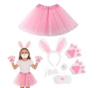 Générique Rabbit Costume for Kids, 6 Pieces Soft Plush Pink Photo Props, Easter Bunny Outfit for Party, New Year, Indoor, Outdoor, Holiday, Stage, Performance, Vacation