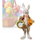 Générique Rabbit Figurines - with Clock Top Hat Cute Home Decor - Easter Bunny Decor Collectible,for Bedroom Office Farmhouse School Restaurant Desk Shelf Spring Holiday Party