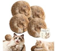 Générique Rabbit Fur Ball Cat Toy, 3.9in Fuzzy Rabbit Fur Balls for Cats, Soft Fluffy Cat Toy Ball, Washable Bunny Kick Toy, Soft Washable & Fun to Chase for Bunny Kicks & Chase Games (4Pcs)