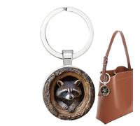 Générique Raccoon Keychain, Tree Hole Animal Keyring, 0.98 inches, Cute Purse Accessories, Small Raccoon Charm for Wallet Decoration Travel Bag Pendant Women Home Ornament Gift, Backpack