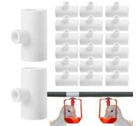Générique Raccords en T en PVC pour Abreuvoir Poulet 20pcs - Tuyaux en PVC pour mangeoire à Poulet | Accessoires Montage latéral Horizontal pour tétines de volaille automatiques
