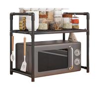 Générique Rack À Micro-Ondes - Support Réglable | Étagère De Cuisine avec Crochets | Rangement Élargi À Double Couche pour Machine À Pain Ou Table