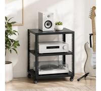 Generique Rack Audio Rack D'équipement avec roulettes, Support De Studio D'Enregistrement Stéréo Réseau, Support Multimédia AV, Mobile Étagère De Rangement(H-46.7cm/18.4in)