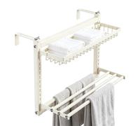 Générique Radiator Drying Rack, 60cm Carbon Steel Double Layer Clothes Drying Shelf, No Drilling Required Hanging Laundry Rack for Indoor Use, Ideal for Bathroom, Kitchen, Apartment, Clothes, Socks,