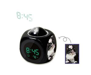 Générique Radio Réveil à Projection Personnalisé, Horloges à Projection avec Photos 180° Reveil Projecteur FM avec Alarme, Grand Affichage VA, 4 Niveaux de Luminosité de l'écran, Fonction Snooze