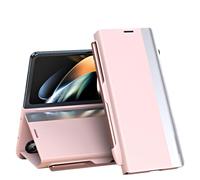 Générique Radujy/Lovreko Luxury Electroplated Leather Magnetic Phone Case, Anti-Fall Leather Case with Phone Stand and Pen Slot, for Galaxy Z Fold 4/5/6/7 (Pink)