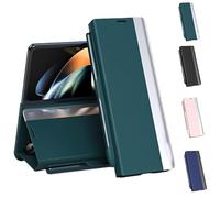 Générique Radujy/Lovreko Luxury Electroplated Leather Magnetic Phone Case, Anti-Fall Leather Case, with Phone Stand and Pen Slot, Flip Cases for Galaxy Z Fold 4/5/6/7 (Green,Z Fold 5)