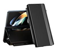 Générique Radujy/Lovreko Luxury Electroplated Leather Magnetic Phone Case with Phone Stand and Pen Slot, Anti-Fall Leather Cases for Galaxy Z Fold 4/5/6/7 (Black,for Z Fold4)