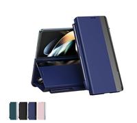 Générique Radujy/Lovreko Luxury Electroplated Leather Magnetic Phone Case, with Phone Stand and Pen Slot, and Anti-Fall Leather Case for G Z Fold 4/5/6/7 (Z fold5,Blue)