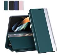 Générique Radujy/Lovreko Luxury Electroplated Leather Magnetic Phone Case, with Phone Stand and Pen Slot, Anti-Fall Leather Case, for Galaxy Z Fold 3/6/4/7/5 Series (for Z fold5,Green)