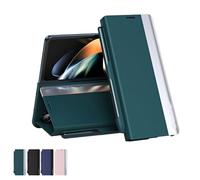 Générique Radujy/Lovreko Luxury Electroplated Leather Magnetic Phone Case, with Phone Stand and Pen Slot, and Anti-Fall Leather Case for G Z Fold 4/5/6/7 (Z fold6,Green)