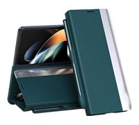 Générique Radujy/Lovreko Luxury Electroplated Leather Magnetic Phone Case with Phone Stand and Pen Slot, Anti-Fall Leather Cases for Galaxy Z Fold 4/5/6/7 (Green,for Z Fold7)