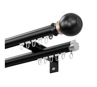 Générique Rail À Double Tringle pour Rideaux Montage Mural en Aluminium Système De Rail pour Rideaux Silencieux Superposés Séparation De Pièce Ensemble De Rail pour Fenêtre(Black A,95cm/3.1ft)